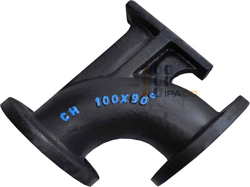 زانو 90 دو سر فلنج پایه دار چدن داکتیل